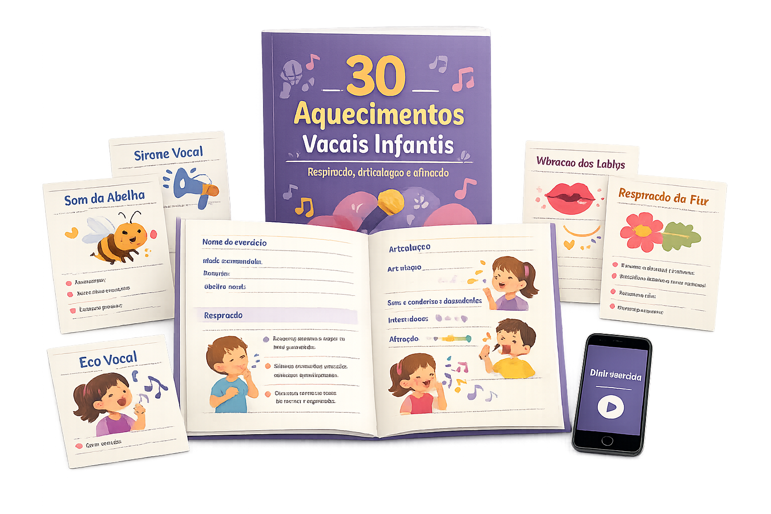 Mockup do bônus 30 Aquecimentos Vocais Infantis